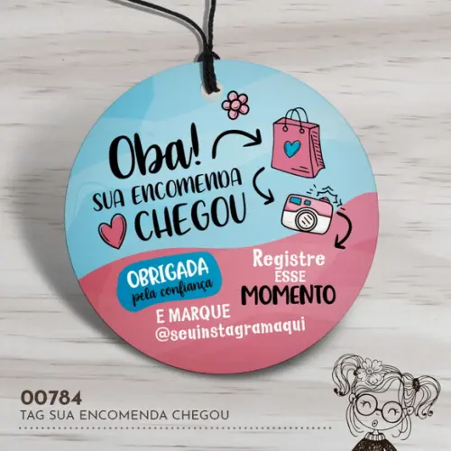Tag Redonda Sua Encomenda Chegou - 00784