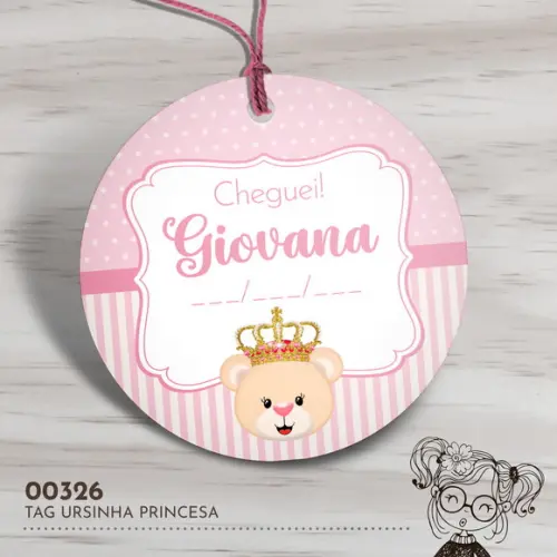 Tag Redonda Ursinha Princesa - 00326
