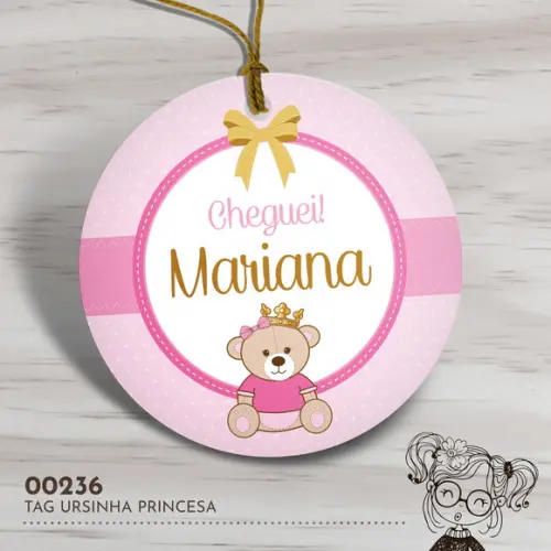 Tag Redonda Ursinha Princesa - 00236