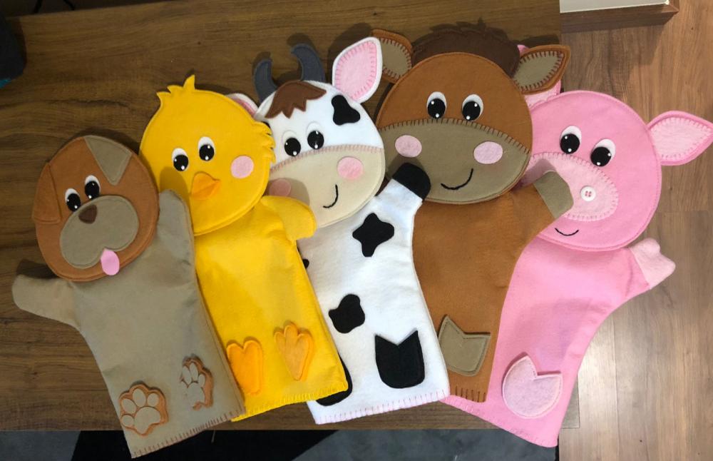 Kit fantoches de animais com 5