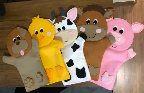 Kit fantoches de animais com 5