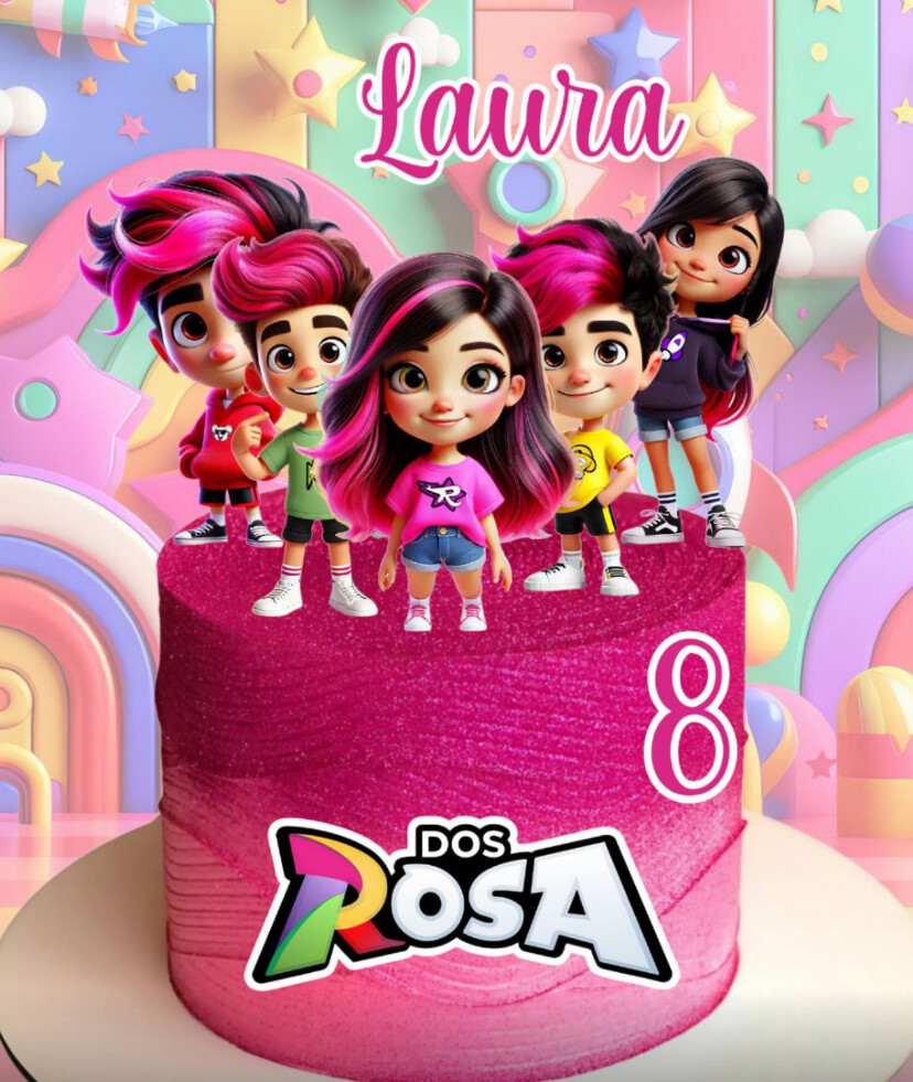 Topo de Bolo Emilly Vick Das Rosas Simples Com Papel Glossy  Bril