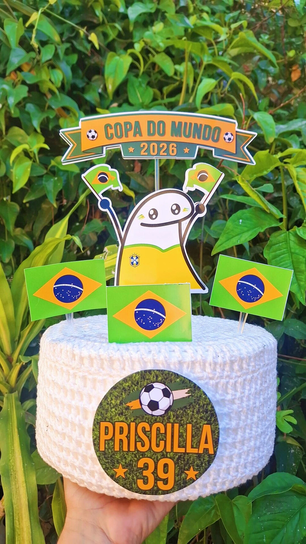 Topo de Bolo Copa do Mundo- Brasil- Futebol  Simples Com Papel Gl