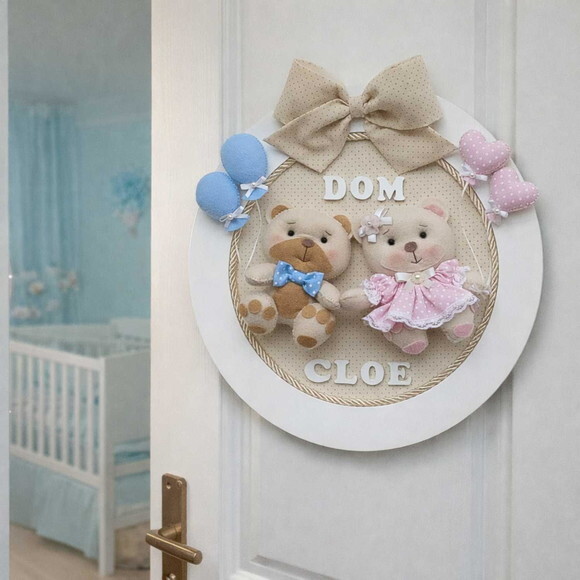 Porta Maternidade Casal Gêmeos