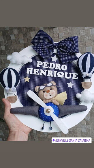 Porta Maternidade Ursinho Aviador