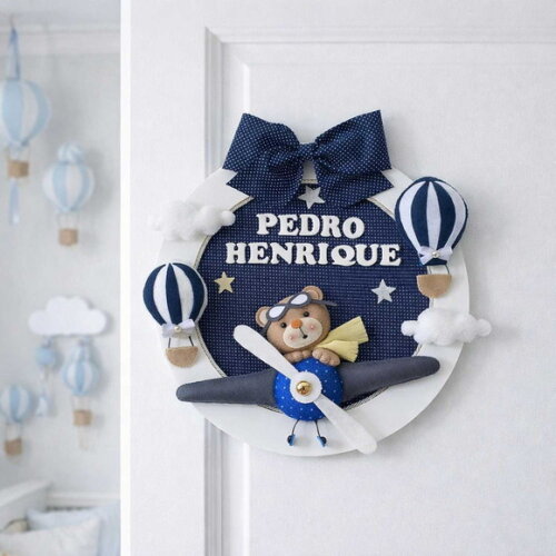 Porta Maternidade Ursinho Aviador