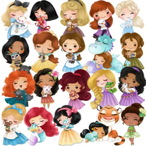 Kit digital Princesas cute com animais
