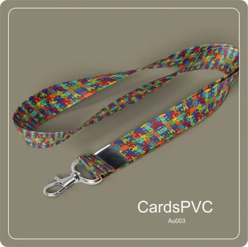 05 cordões c/ crachá Autismo 20mm argola e mosquete