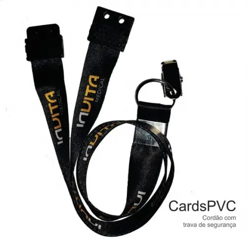 Kit 21 Crachás e 21 Cordões Personalizados com Trava de Segu