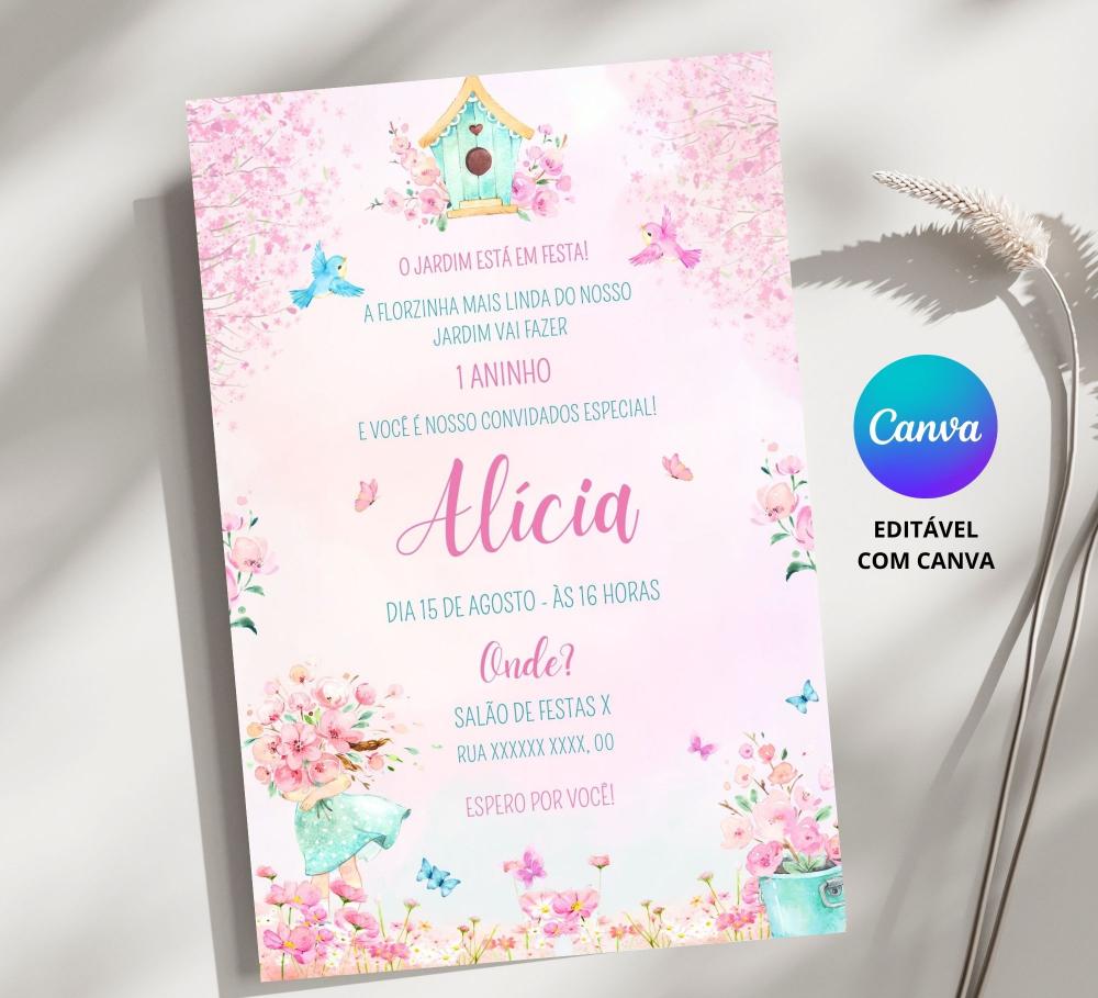 Convite Digital Jardim Encantado - Editável no Canva