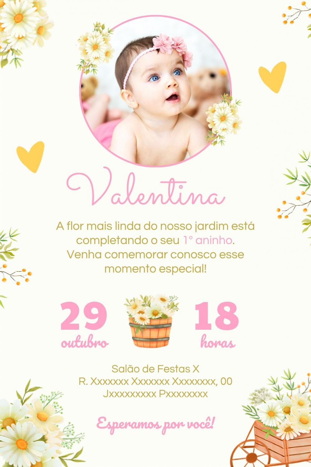 Convite Digital Jardim das Margaridas - Editável no Canva