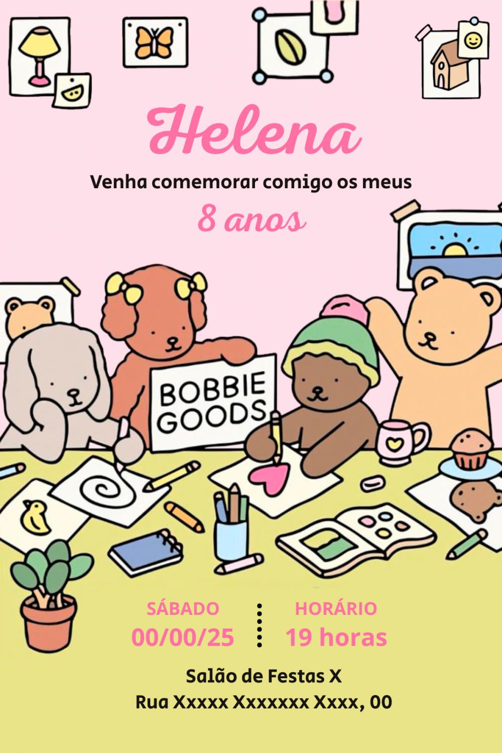Convite Digital Bobbie Goods - Editável no Canva
