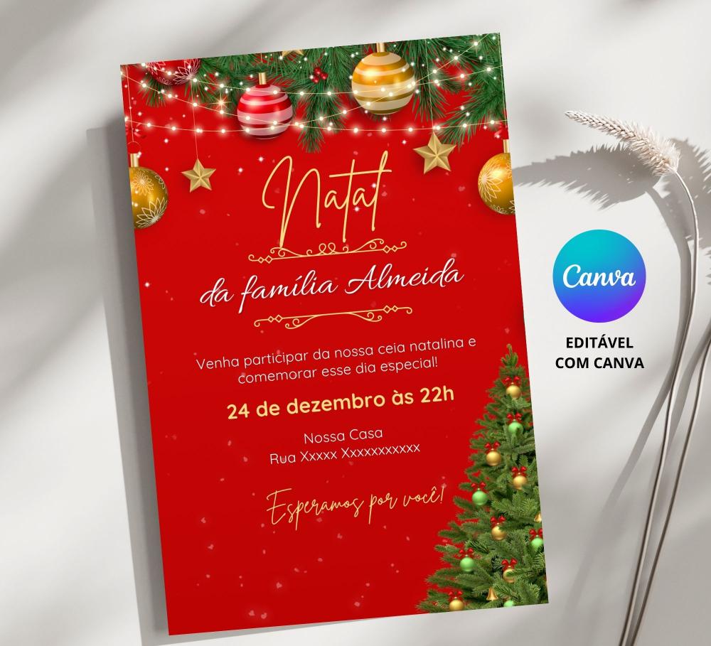 Convite Digital Natal - Editável no Canva
