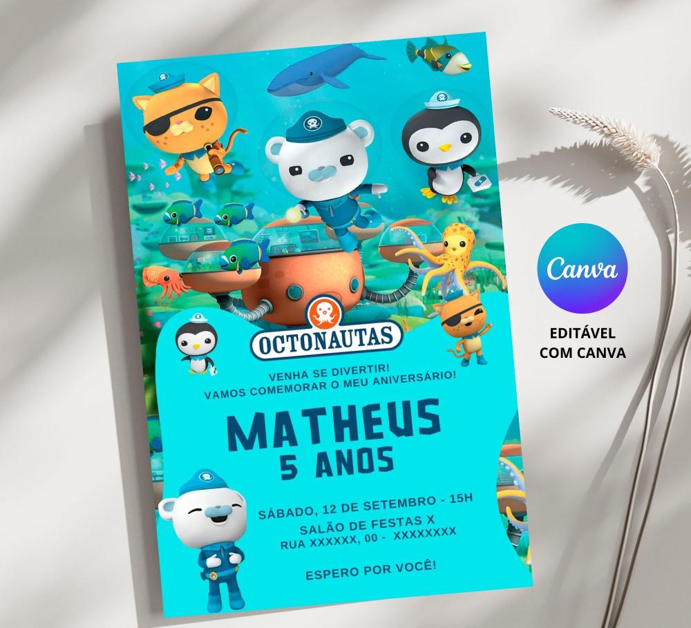 Convite Digital Octonautas - Editável no Canva