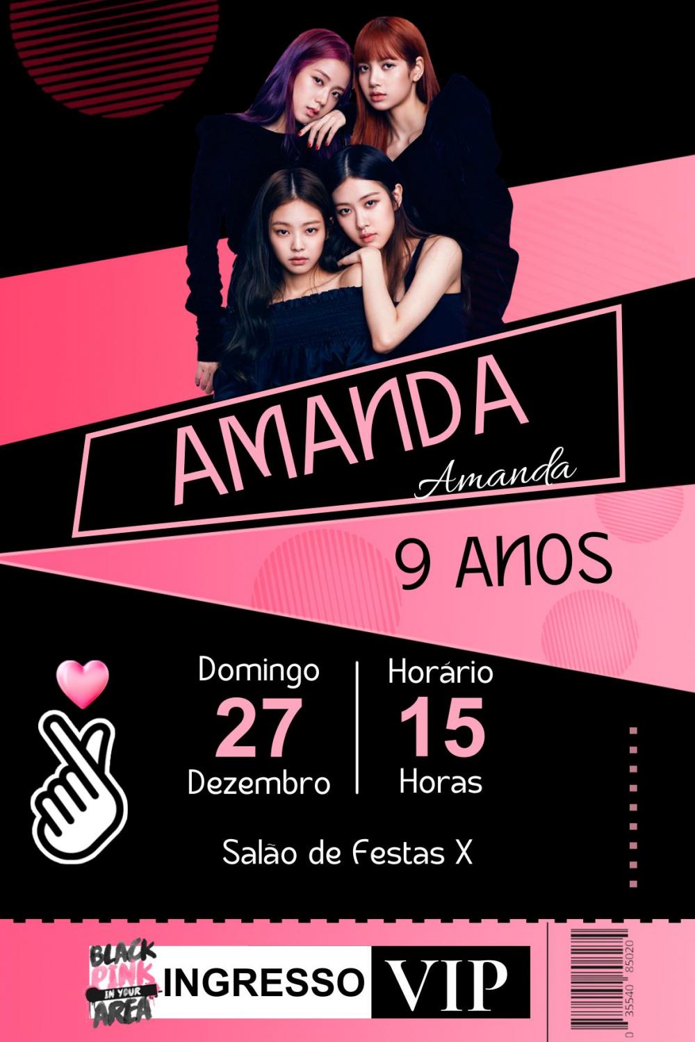 Convite Digital Black Pink - Editável no Canva