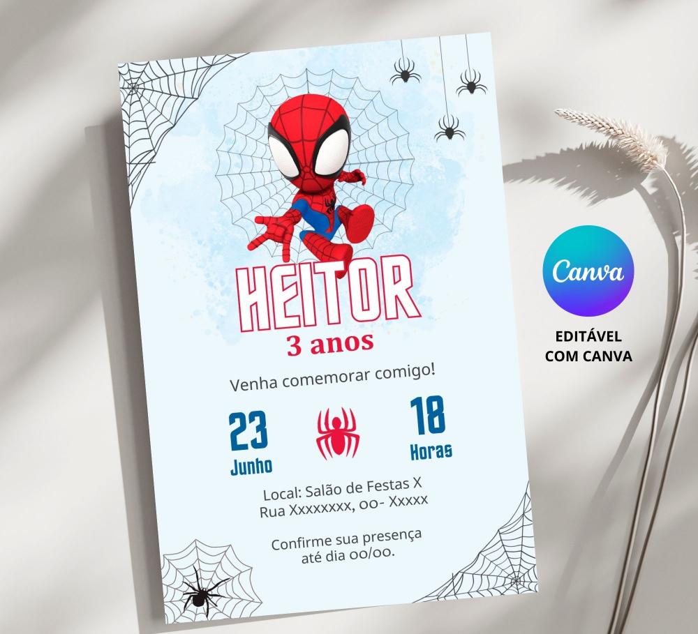 Convite Digital Homem Aranha Baby - Editável no Canva