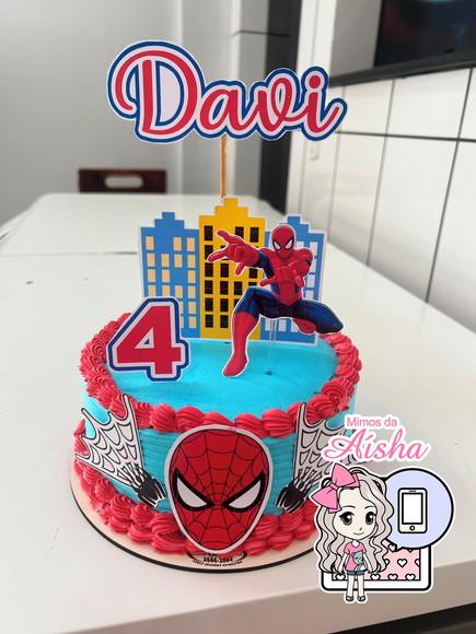 Arte Digital Topo de Bolo Homem Aranha 1 - Editável no Canva