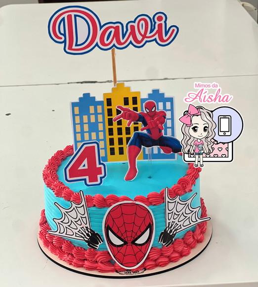 Arte Digital Topo de Bolo Homem Aranha 1 - Editável no Canva