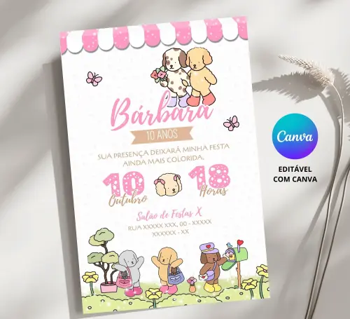 Convite Digital Bobbie Goods - Editável no Canva
