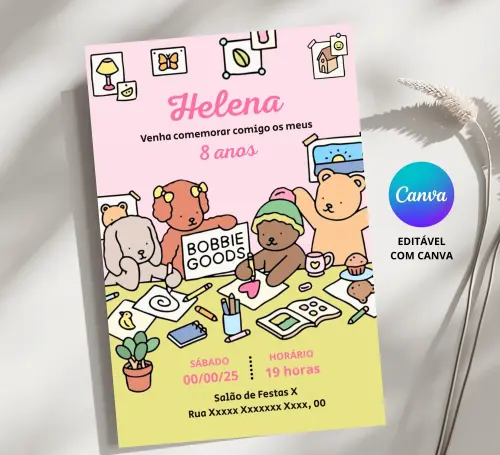 Convite Digital Bobbie Goods - Editável no Canva
