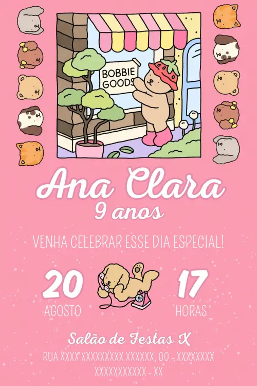 Convite Digital Bobbie Goods - Editável no Canva