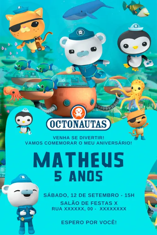 Convite Digital Octonautas - Editável no Canva