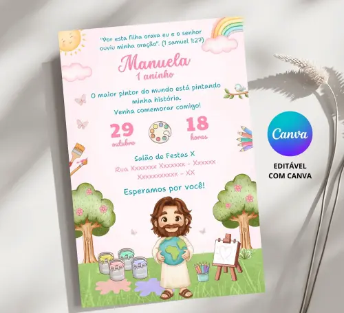 Convite Digital O Maior Pintor do Mundo - Editável no Canva