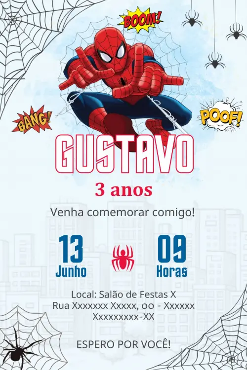 Convite Digital Homem Aranha Baby - Editável no Canva