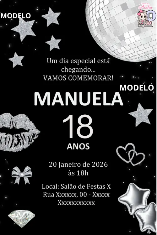 Convite Digital 18, 25, 30 Anos - Editável no Canva