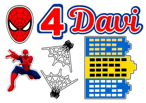 Arte Digital Topo de Bolo Homem Aranha 1 - Editável no Canva