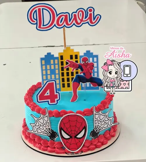 Arte Digital Topo de Bolo Homem Aranha 1 - Editável no Canva