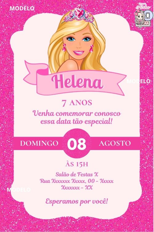 Convite Digital Barbie - Editável no Canva