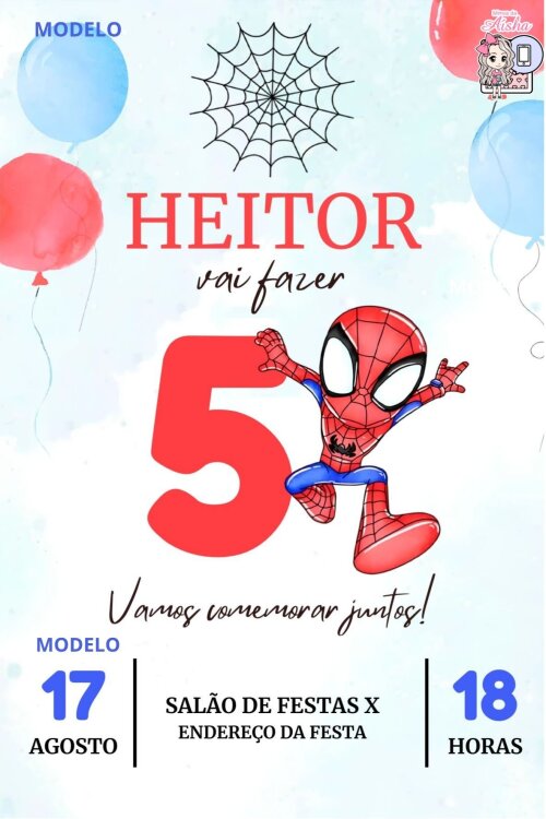 Convite Digital Homem Aranha Baby - Editável no Canva