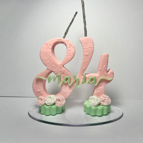 Vela Adulto com Flores - Biscuit (personalizada)