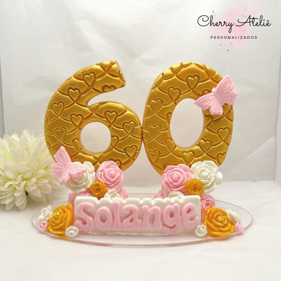 Vela Adulto com Flores - Biscuit (personalizada)