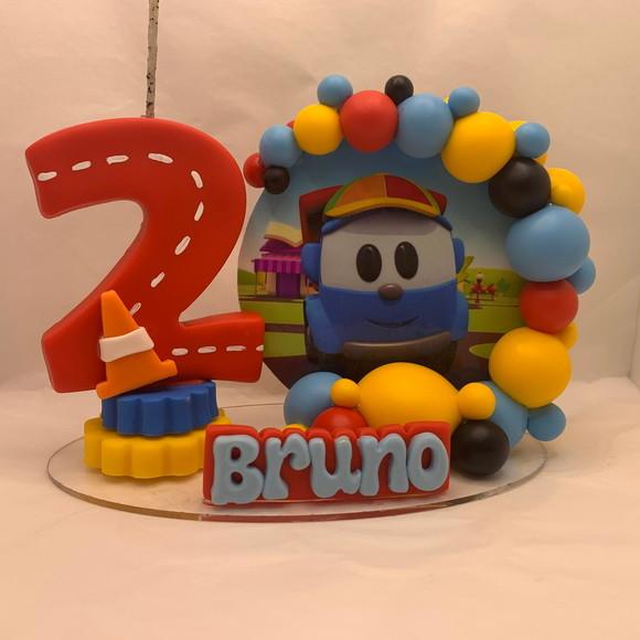 Vela Cenário Léo o Caminhão - Biscuit (personalizada)