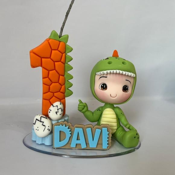 Vela Dino Baby com Boneco - Biscuit (personalizada)