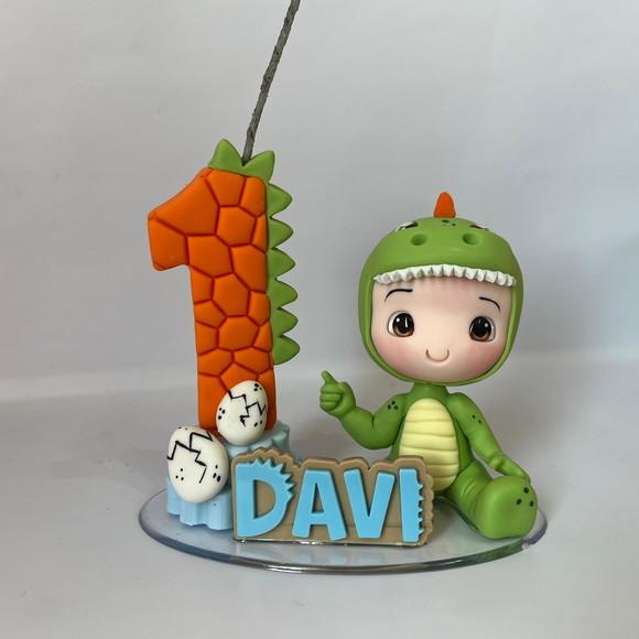 Vela Dino Baby com Boneco - Biscuit (personalizada)
