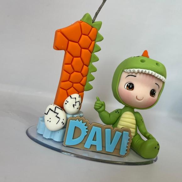 Vela Dino Baby com Boneco - Biscuit (personalizada)