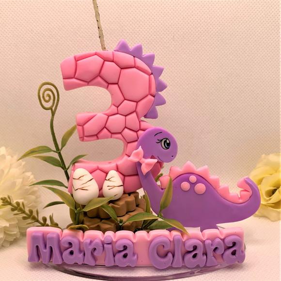 Vela Dino Rosa - Biscuit (personalizada)