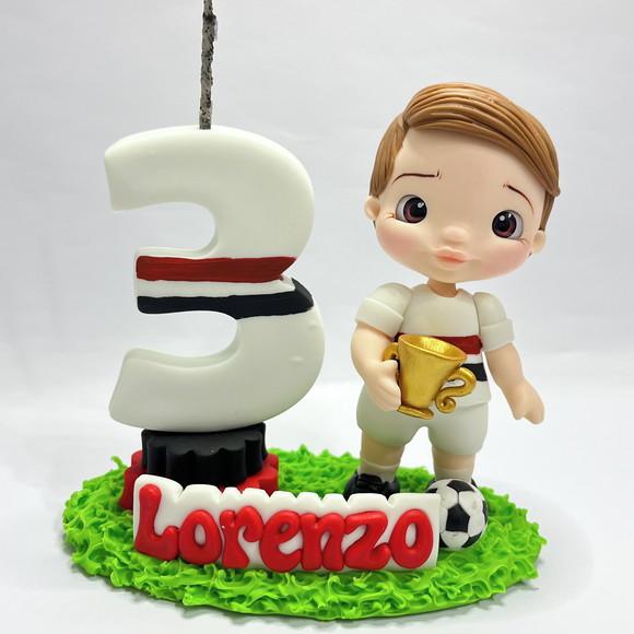 Vela Futebol com Boneco - Biscuit (personalizada)