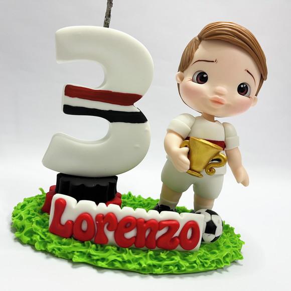 Vela Futebol com Boneco - Biscuit (personalizada)