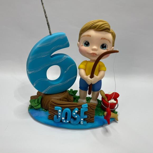 Vela Pescaria com Boneco - Biscuit (personalizada)