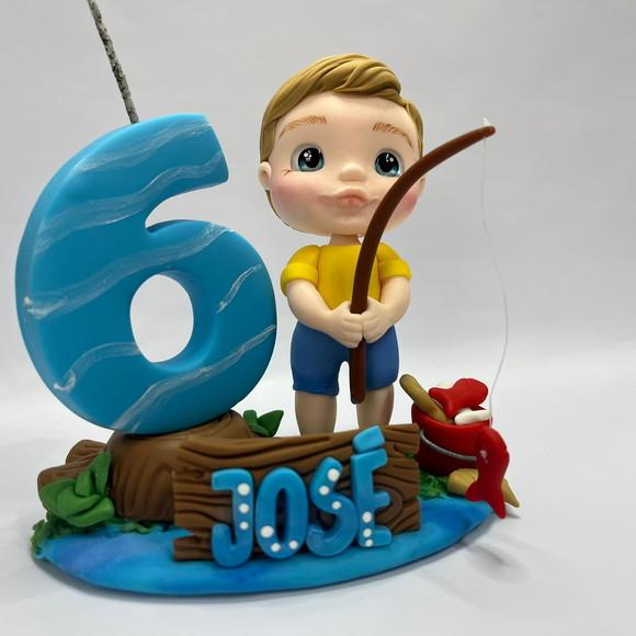 Vela Pescaria com Boneco - Biscuit (personalizada)