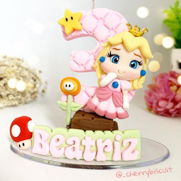 Vela Princesa Peach (super Mario Bros) - Biscuit (personali
