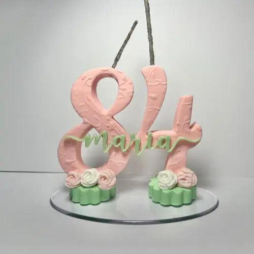 Vela Adulto com Flores - Biscuit (personalizada)