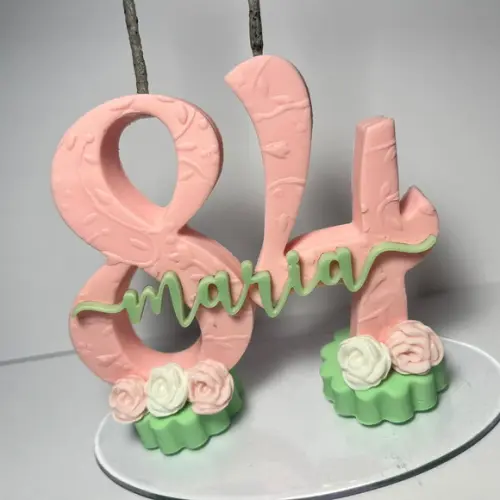 Vela Adulto com Flores - Biscuit (personalizada)