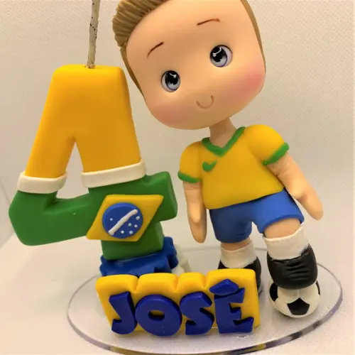 Vela Brasil com Bonequinho - Biscuit (personalizada)