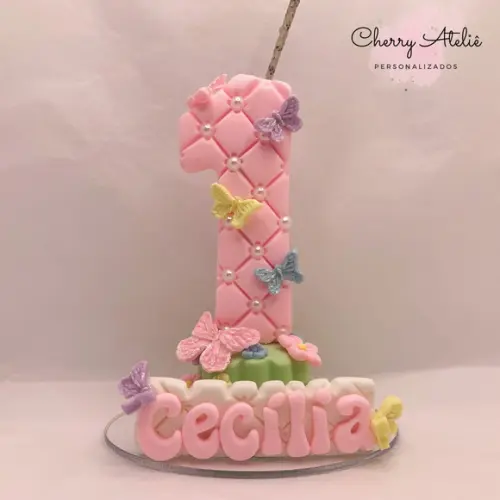 Vela Borboletas - Biscuit (personalizada)
