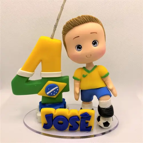 Vela Brasil com Bonequinho - Biscuit (personalizada)